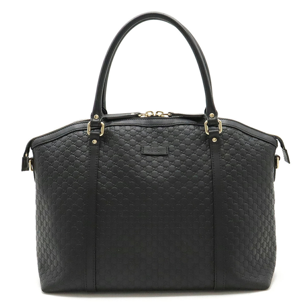 Gucci Microguccissima Handbag Tote Bag Leather Black Strap